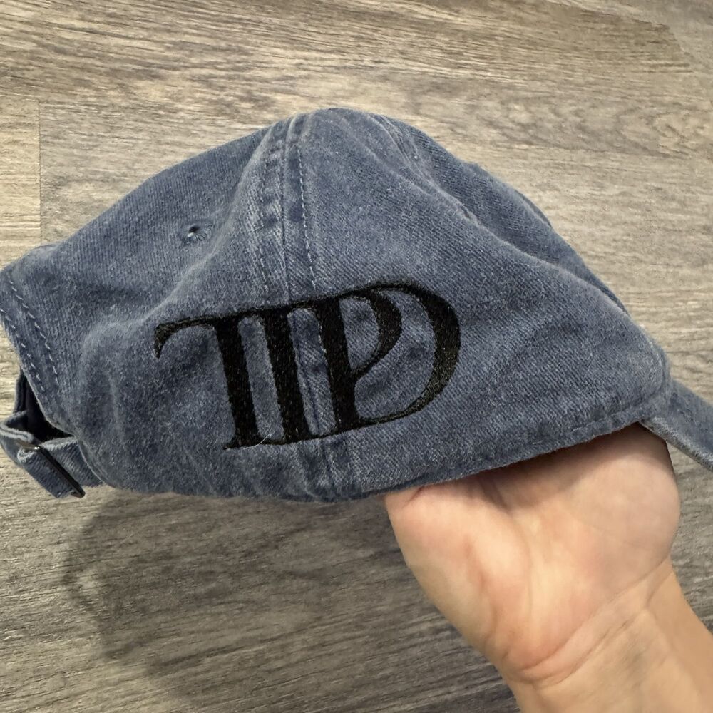 Washed TTPD Blue Dog Embroidered Baseball Cap Adjustable Strapback Dad Hat